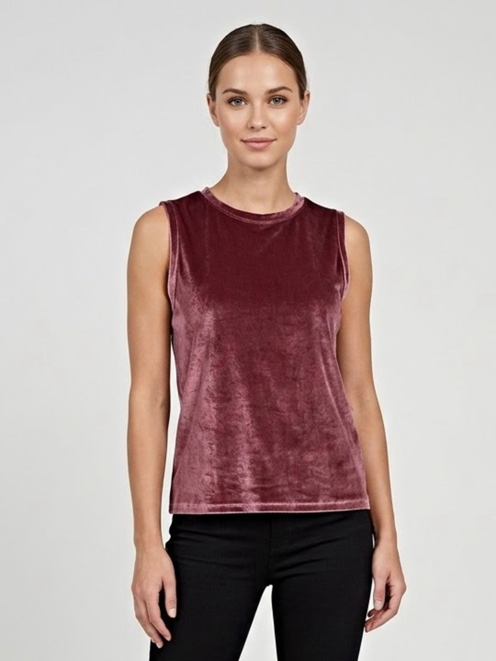 ASOS Design Sleeveless Velvet Tank Top in Dusty Rose